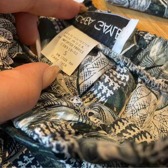 VTG 80s Satin Leaf Printed Midi Skirt With Matching Scarf - Picture 6 of 9